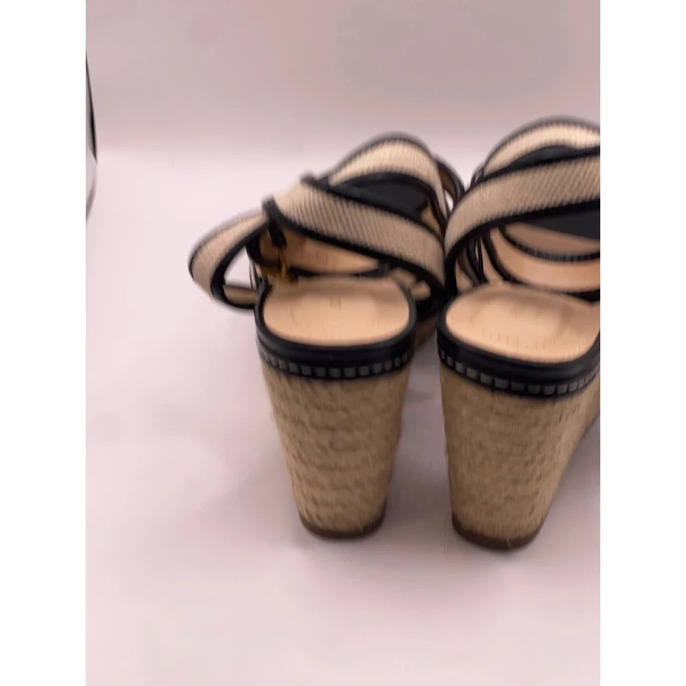 Liz Claiborne Middle Black Multi Espadrille Wedge Sandals Womens 10W Square Toe